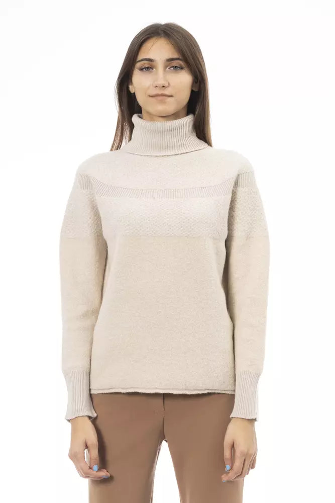 Pull en laine beige pour femme Alpha Studio