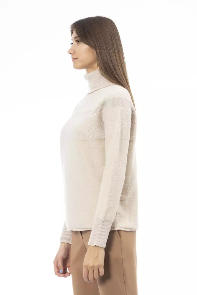 Pull en laine beige pour femme Alpha Studio