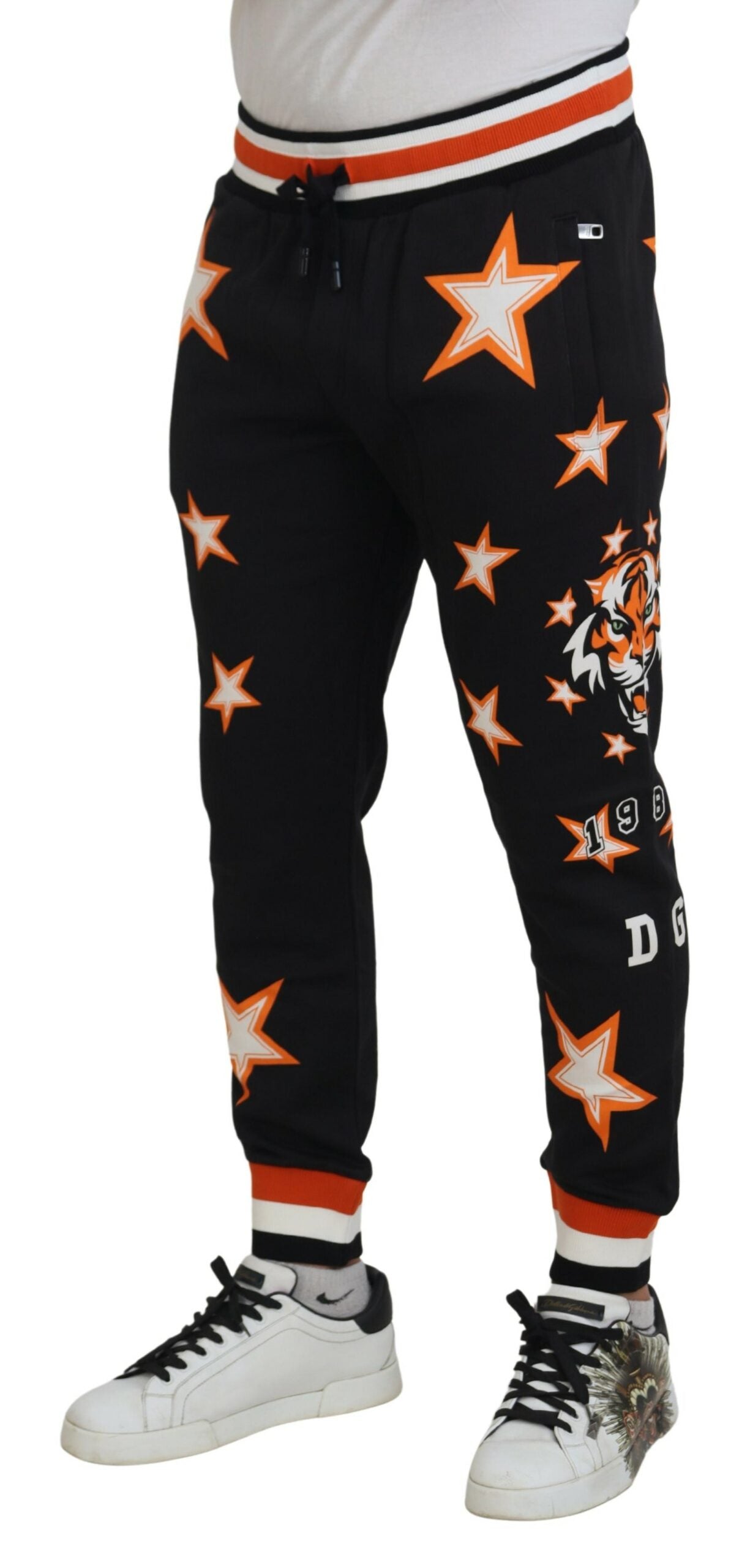Dolce &amp; Gabbana Zwart Oranje Sterrenbroek Sportbroek