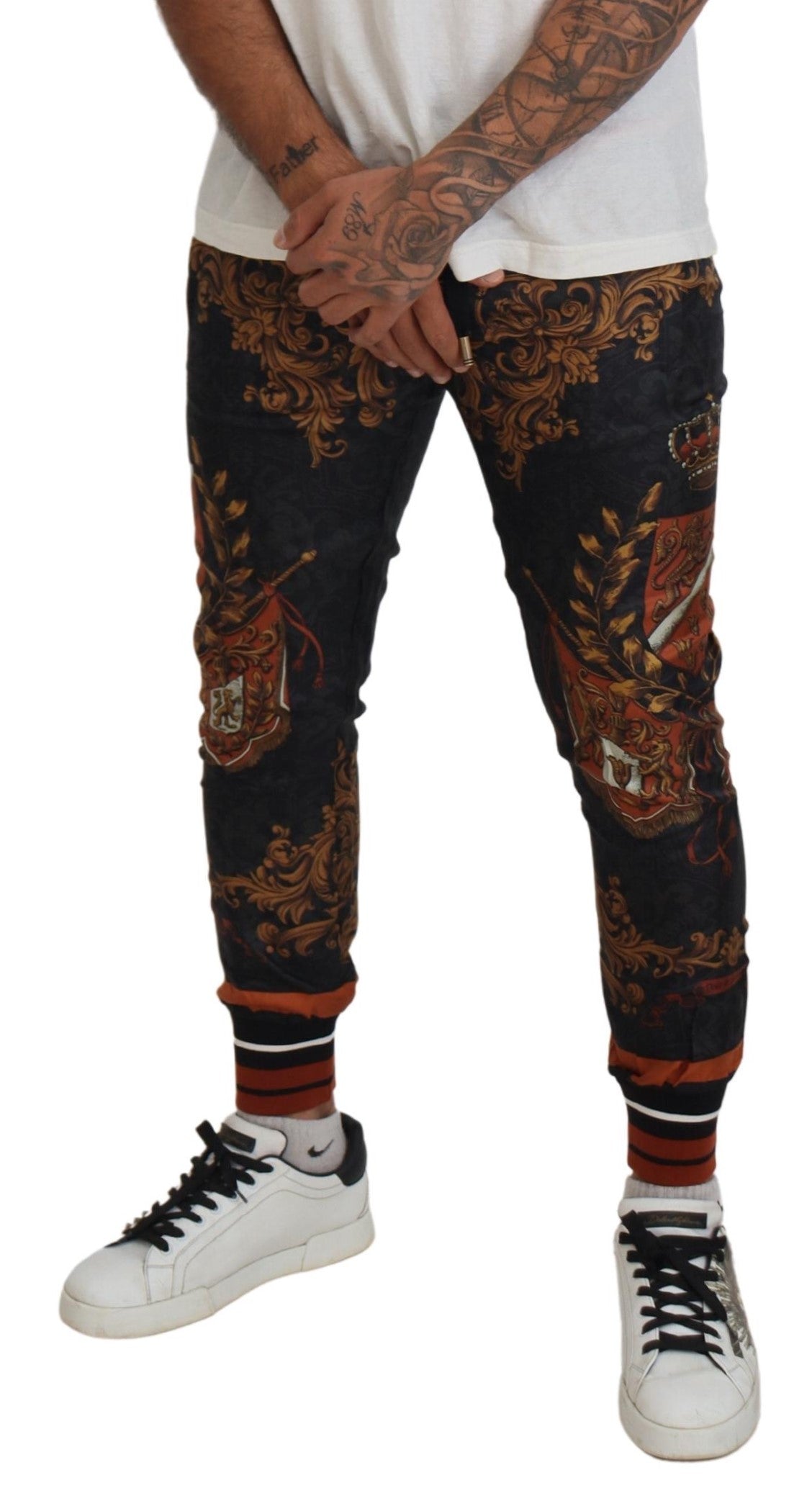 Dolce &amp; Gabbana Grijze Zijden Barok Kroonbroek Sportbroek