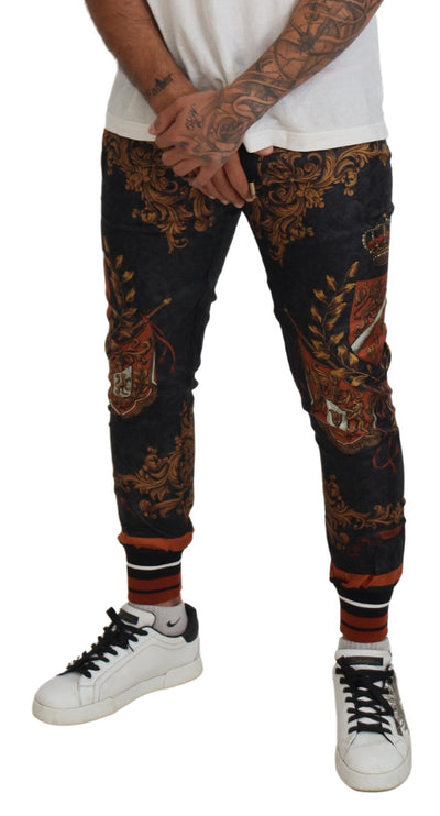 Dolce &amp; Gabbana Grijze Zijden Barok Kroonbroek Sportbroek