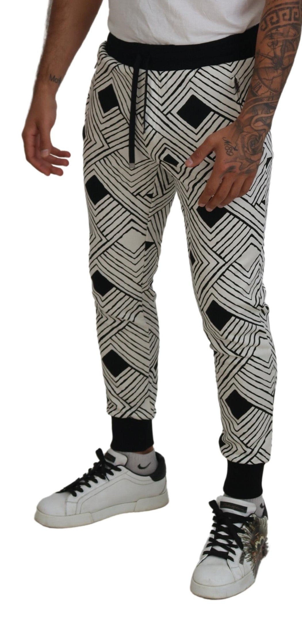 Dolce &amp; Gabbana Zwart Wit Katoenen Broek Sportbroek