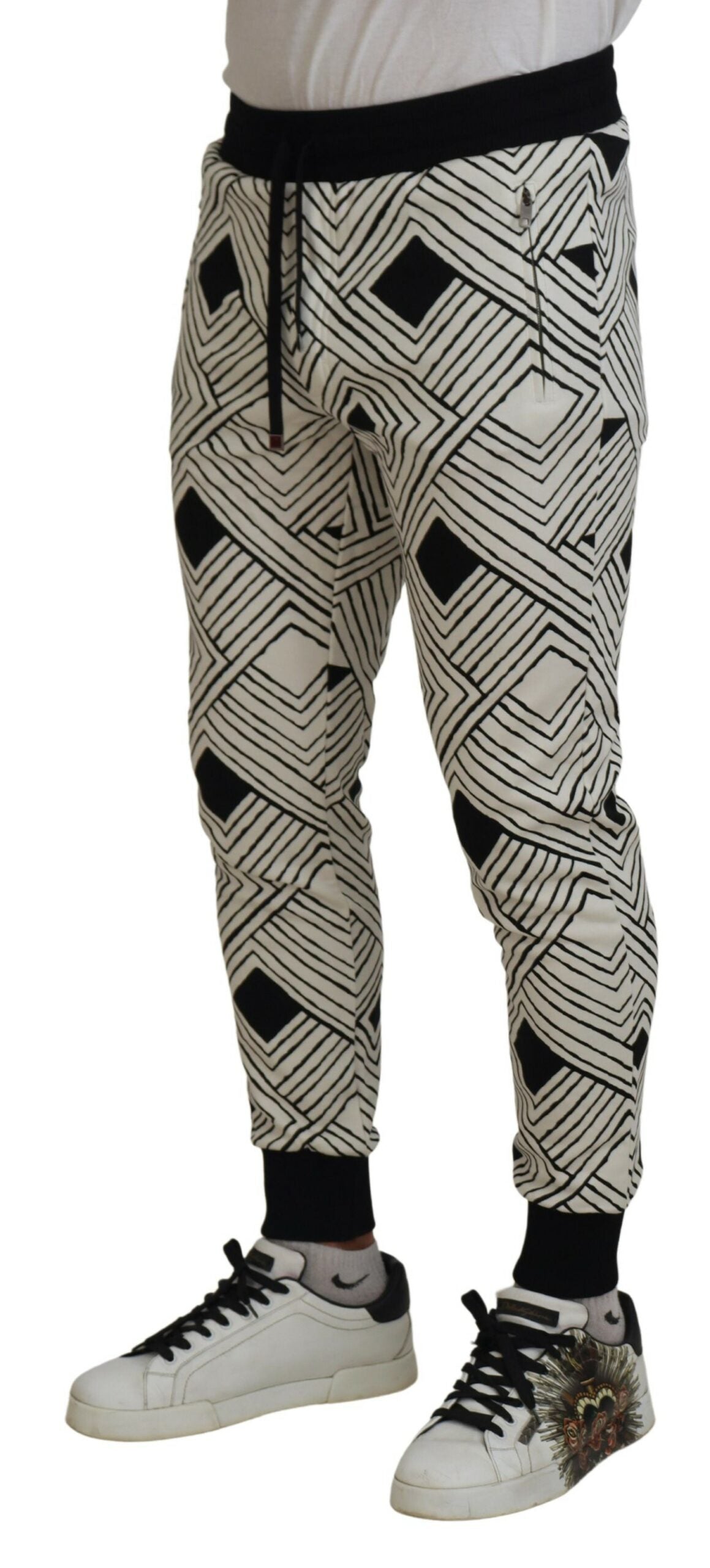 Dolce &amp; Gabbana Zwart Wit Katoenen Broek Sportbroek