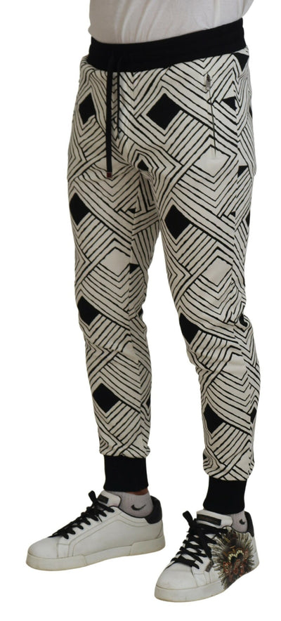 Dolce &amp; Gabbana Zwart Wit Katoenen Broek Sportbroek