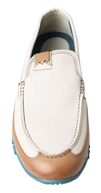 Dolce &amp; Gabbana Witte Leren Loafers Mocassins Schoenen