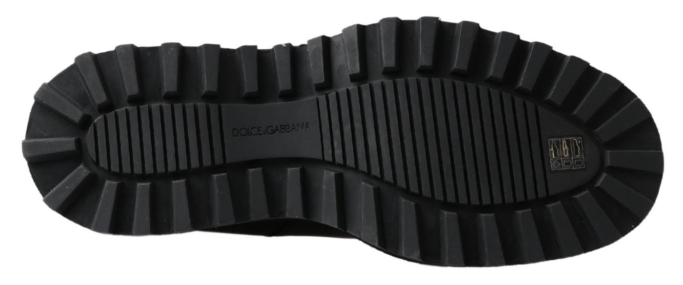 Dolce &amp; Gabbana Zwarte Leren Instappers met Stretch