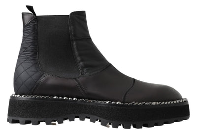 Dolce &amp; Gabbana Zwarte Leren Instappers met Stretch