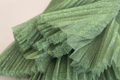 Jupe plissée taille haute trapèze vert métallisé Dolce &amp; Gabbana