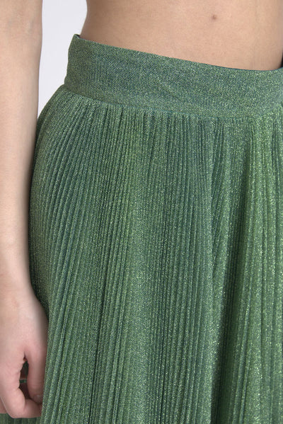 Jupe plissée taille haute trapèze vert métallisé Dolce &amp; Gabbana