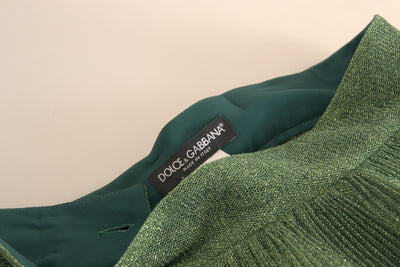 Jupe plissée taille haute trapèze vert métallisé Dolce &amp; Gabbana