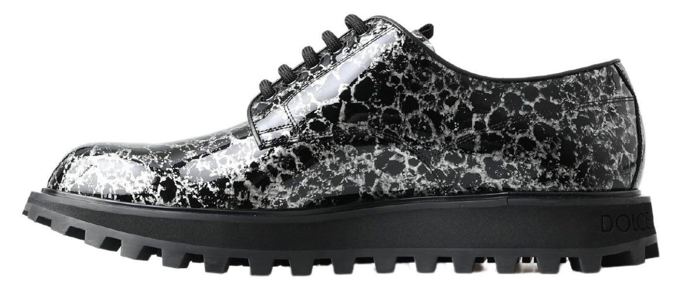 Dolce &amp; Gabbana Zwart Wit Derby Lakleren Schoenen