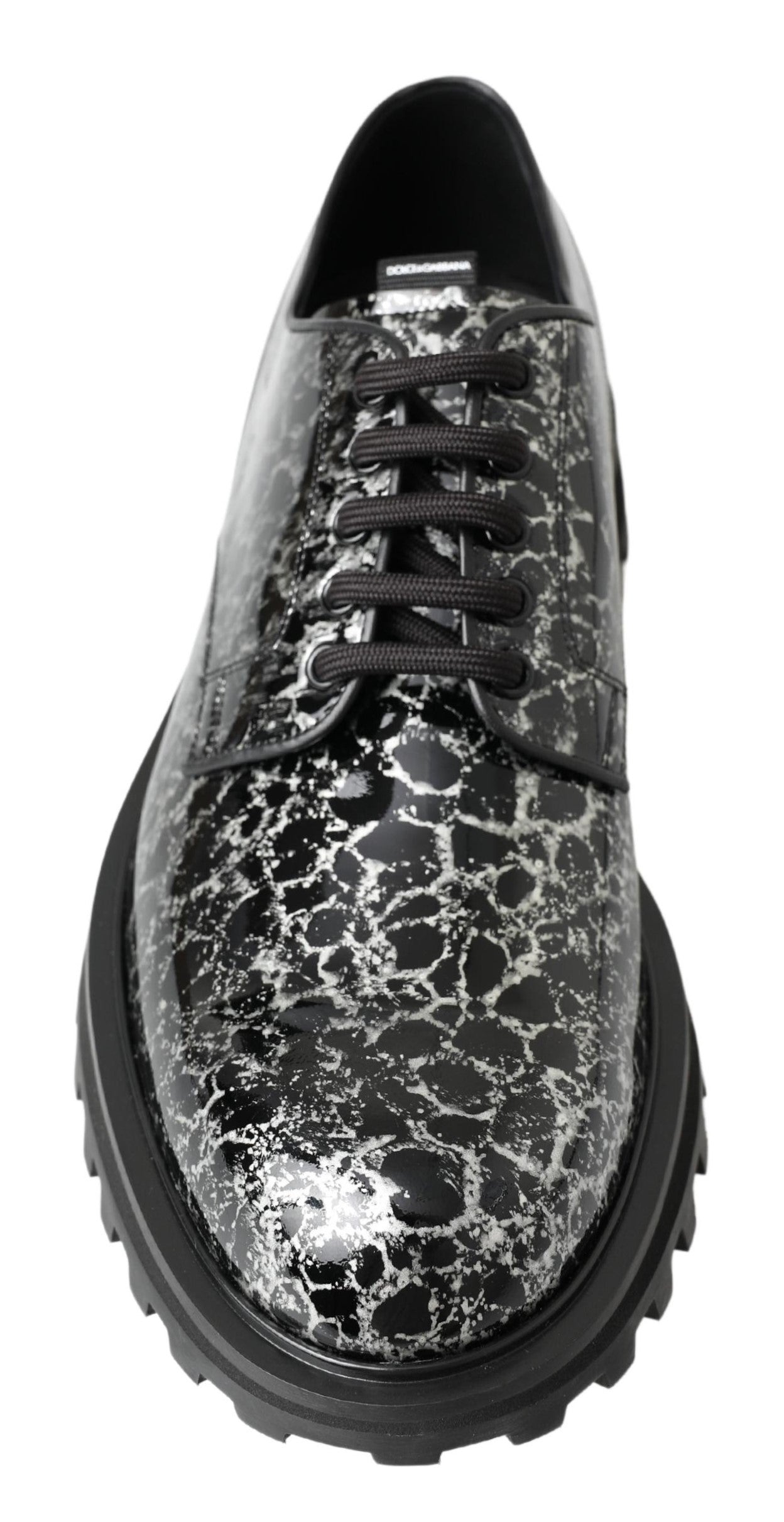 Dolce &amp; Gabbana Zwart Wit Derby Lakleren Schoenen