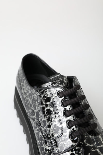 Dolce &amp; Gabbana Zwart Wit Derby Lakleren Schoenen