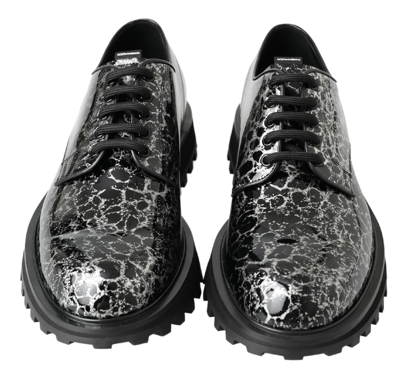 Dolce &amp; Gabbana Zwart Wit Derby Lakleren Schoenen