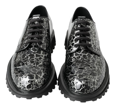 Dolce &amp; Gabbana Zwart Wit Derby Lakleren Schoenen