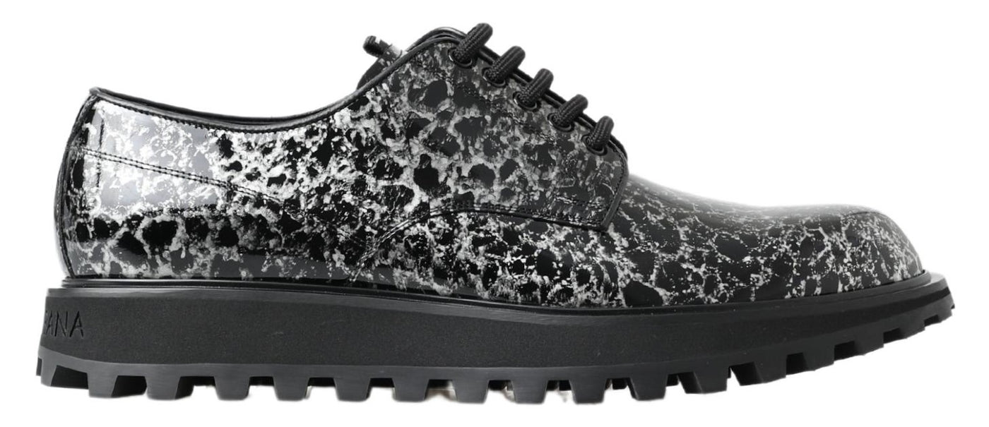 Dolce &amp; Gabbana Zwart Wit Derby Lakleren Schoenen