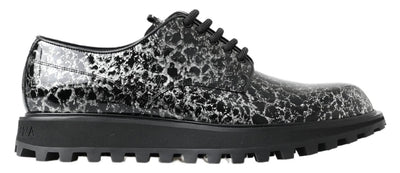 Dolce &amp; Gabbana Zwart Wit Derby Lakleren Schoenen