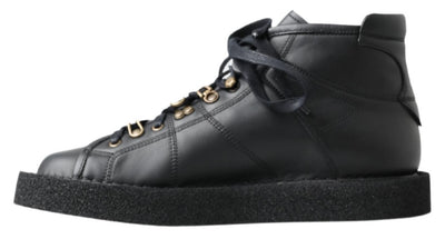 Dolce &amp; Gabbana Zwarte Leren Instappers met Stretch
