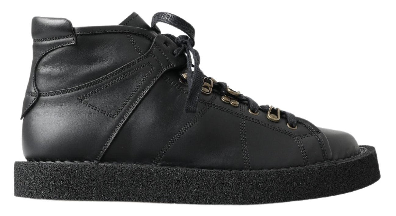 Dolce &amp; Gabbana Zwarte Leren Instappers met Stretch