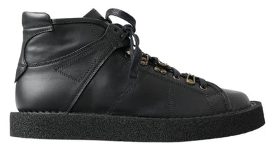Dolce &amp; Gabbana Zwarte Leren Instappers met Stretch