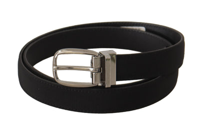 Ceinture Dolce &amp; Gabbana en toile de veau noire avec logo en métal argenté