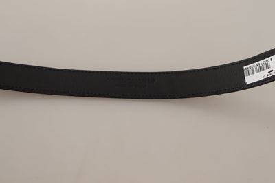 Ceinture Dolce &amp; Gabbana en toile de veau noire avec logo en métal argenté