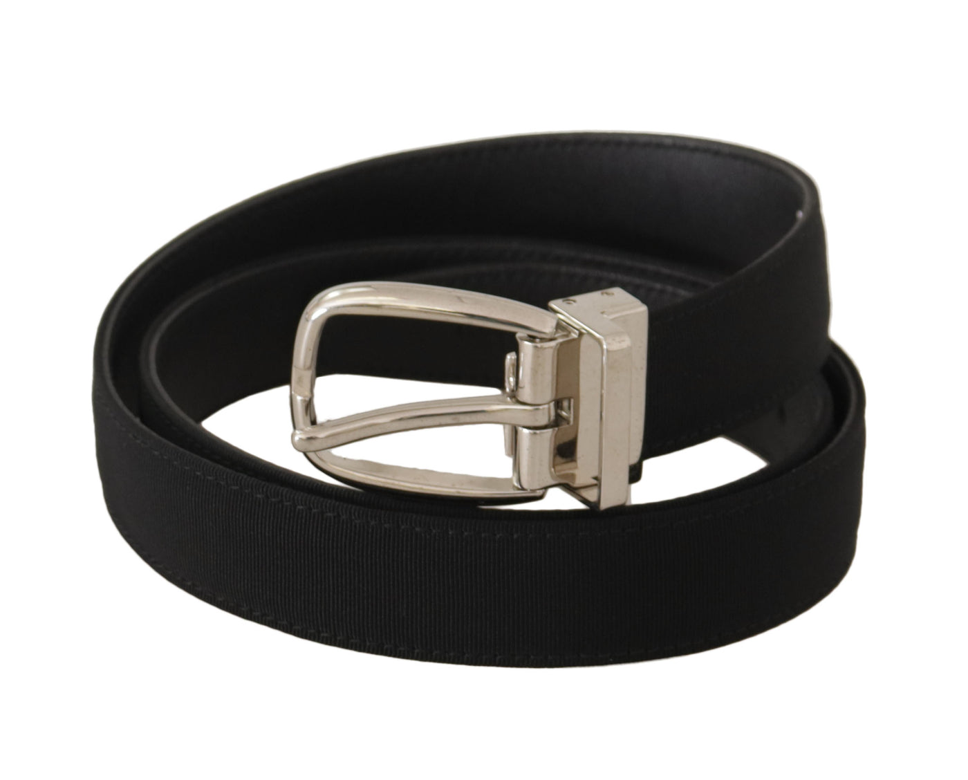 Ceinture Dolce &amp; Gabbana en cuir de veau noir avec boucle en métal argenté