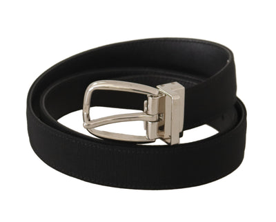 Ceinture Dolce &amp; Gabbana en cuir de veau noir avec boucle en métal argenté