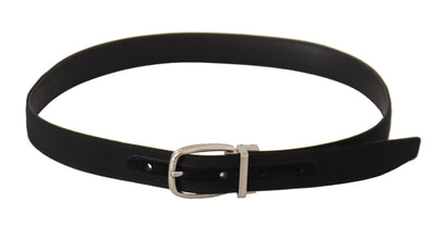 Ceinture Dolce &amp; Gabbana en cuir de veau noir avec boucle en métal argenté