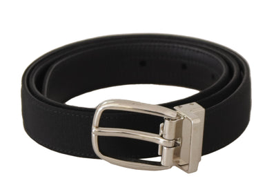 Ceinture Dolce &amp; Gabbana en cuir de veau noir avec boucle en métal argenté