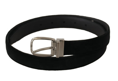 Ceinture Dolce &amp; Gabbana en velours noir classique avec boucle en métal argenté