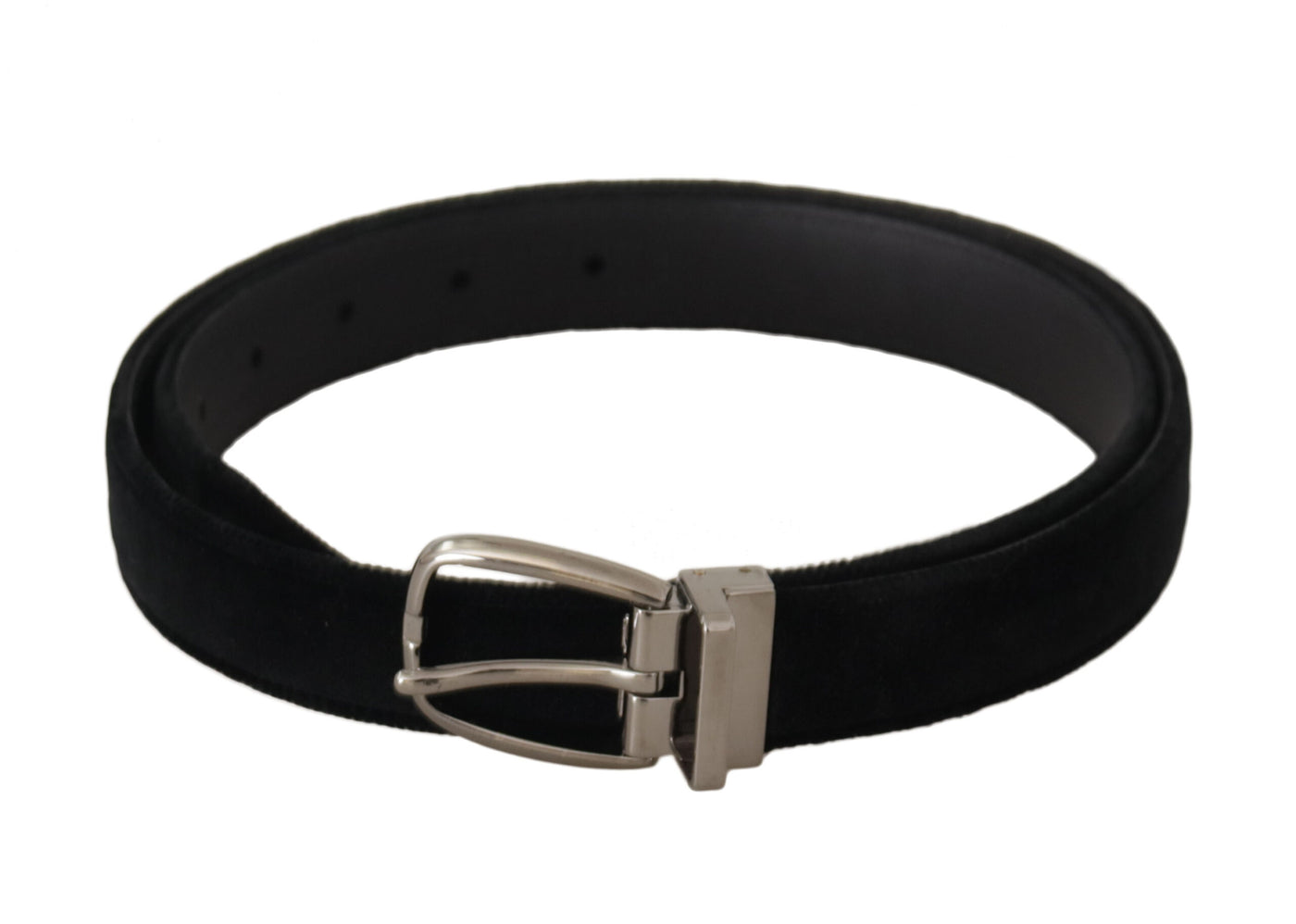 Ceinture Dolce &amp; Gabbana en velours noir classique avec boucle en métal argenté