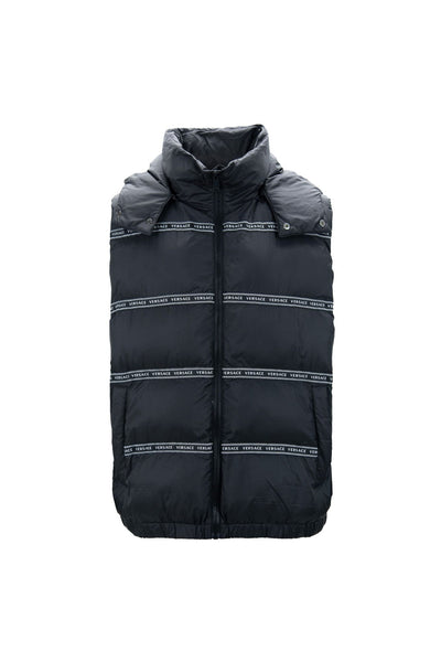 Versace Elegant zwart logobandvest met afneembare capuchon