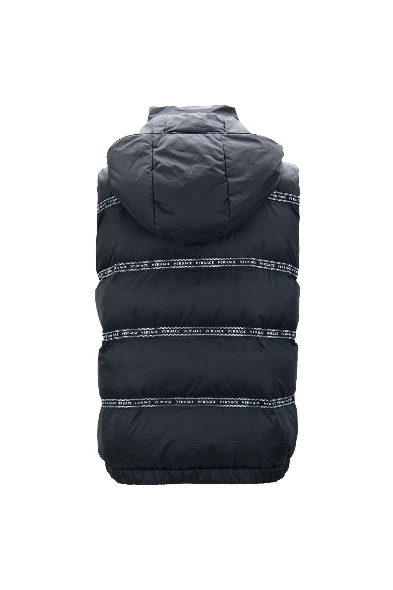 Versace Elegant zwart logobandvest met afneembare capuchon