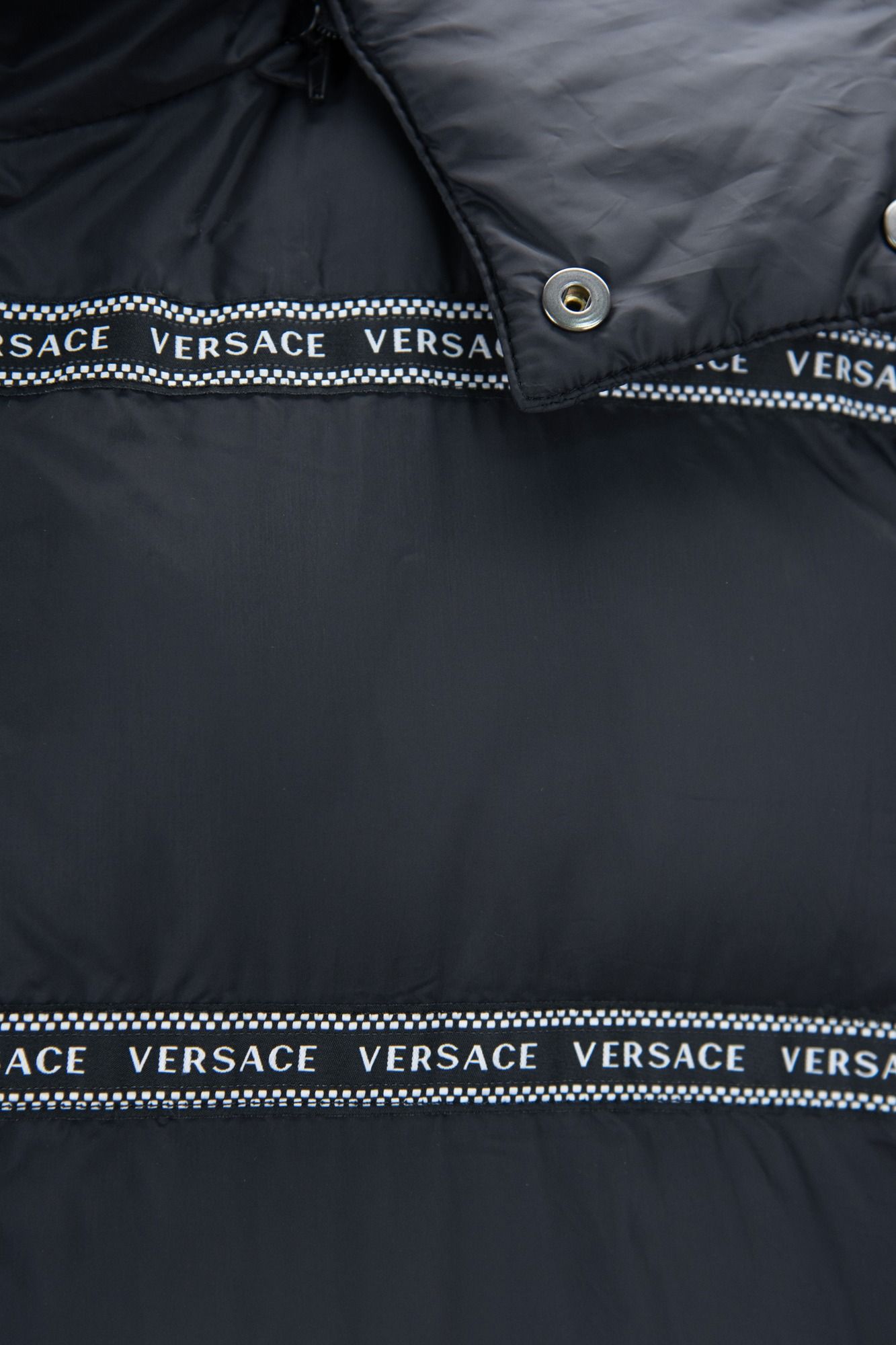 Versace Elegant zwart logobandvest met afneembare capuchon