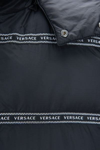 Versace Elegant zwart logobandvest met afneembare capuchon