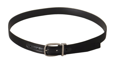 Ceinture Dolce &amp; Gabbana en cuir de veau noir avec boucle en métal argenté