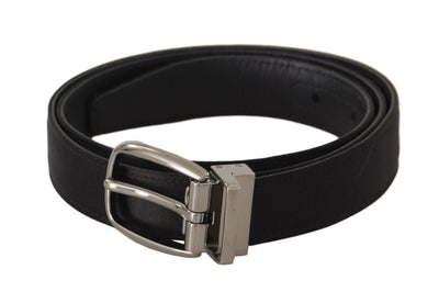 Ceinture Dolce &amp; Gabbana en cuir de veau noir avec boucle en métal argenté