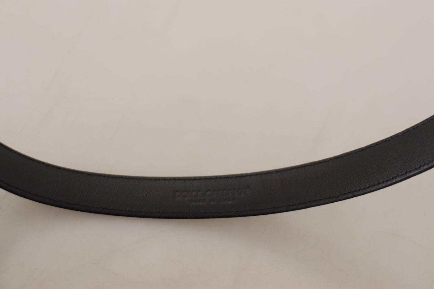 Ceinture Dolce &amp; Gabbana en cuir de veau noir avec boucle en métal argenté