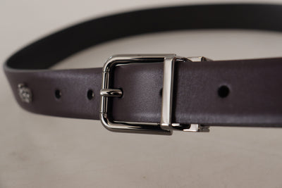 Ceinture en cuir violet foncé Dolce &amp; Gabbana avec boucle en métal Borchia