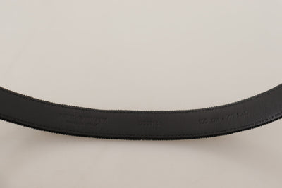 Ceinture Dolce &amp; Gabbana en velours noir décontracté avec boucle en métal argenté et logo