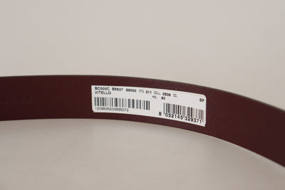 Ceinture Dolce &amp; Gabbana en cuir de veau marron avec boucle en métal argenté
