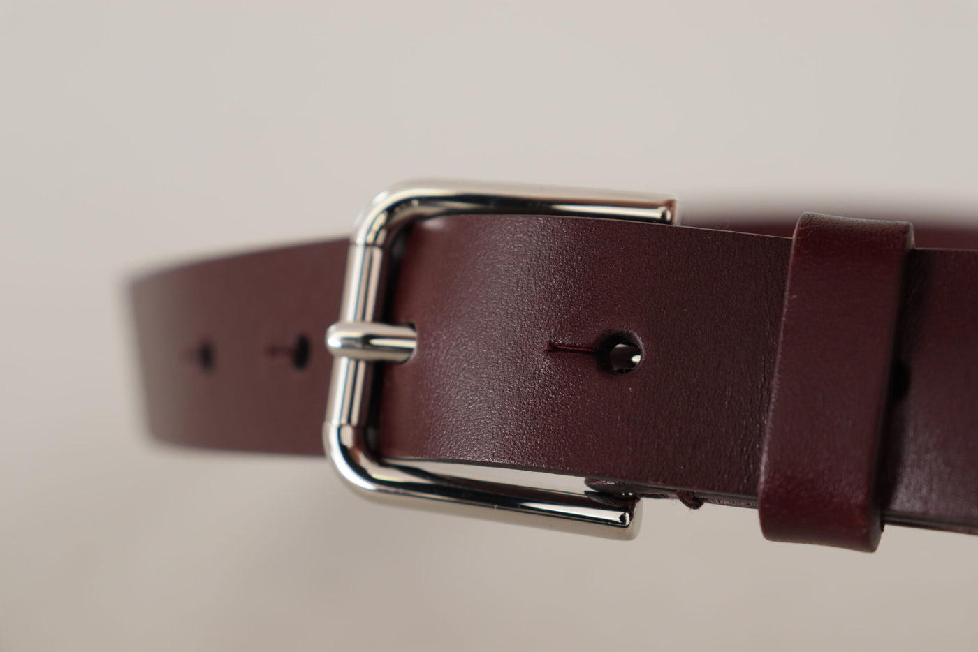Ceinture Dolce &amp; Gabbana en cuir de veau marron avec boucle en métal argenté