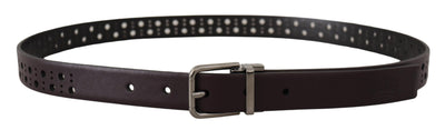 Ceinture Dolce &amp; Gabbana en cuir perforé violet foncé avec boucle en métal