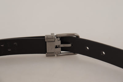 Ceinture Dolce &amp; Gabbana en cuir perforé violet foncé avec boucle en métal