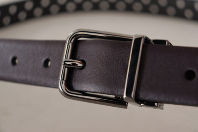 Ceinture Dolce &amp; Gabbana en cuir perforé violet foncé avec boucle en métal