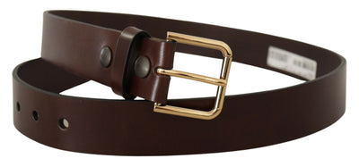 Ceinture Dolce &amp; Gabbana en cuir poli marron avec boucle en métal doré
