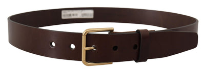 Ceinture Dolce &amp; Gabbana en cuir poli marron avec boucle en métal doré