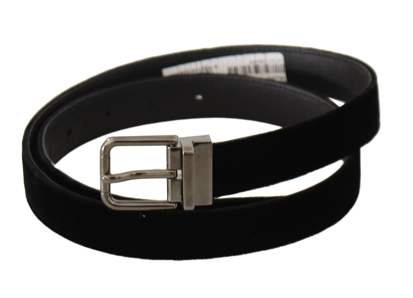 Ceinture Dolce &amp; Gabbana en velours noir classique avec boucle en métal gravée du logo