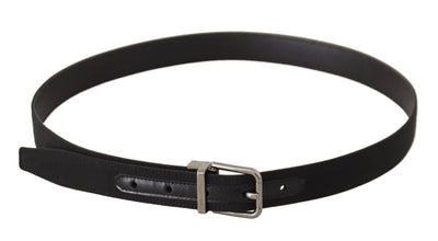 Ceinture Dolce &amp; Gabbana en toile noire et cuir avec boucle en métal argenté
